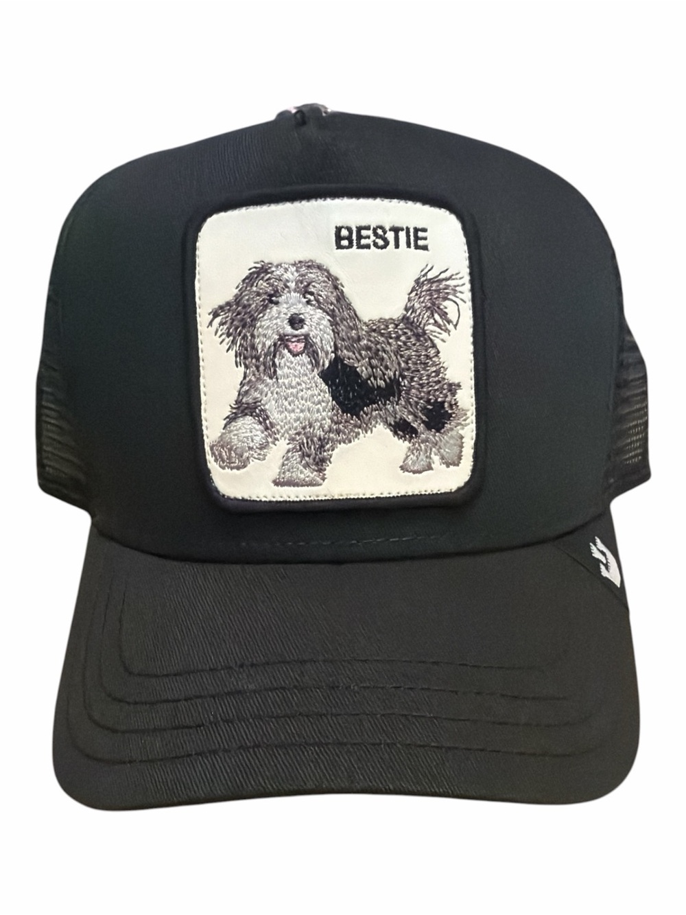 Goorin Bros Bestie Dog Trucker Hat Black The Farm Snapback NWT 101-1782-BLK